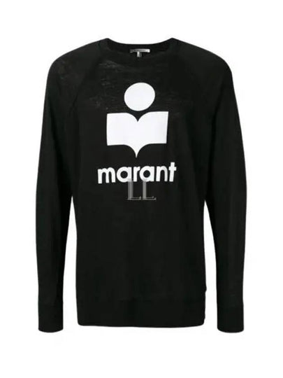 Kieffer Logo Print Linen Long Sleeve T-Shirt Black - ISABEL MARANT - BALAAN 2