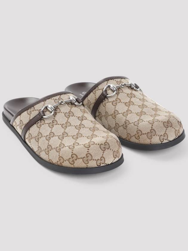 Men's Horsebit GG Canvas Slippers Beige - GUCCI - BALAAN 4