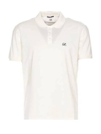 Men's Embroidered Logo Cotton Polo Shirt White - CP COMPANY - BALAAN 2