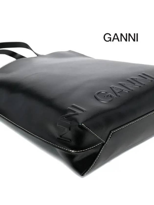 Leather Tote Bag Black - GANNI - BALAAN 4