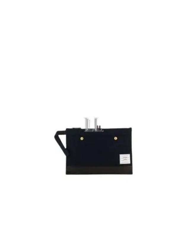 Snap Pocket Cotton Canvas Pouch Clutch Bag Navy - THOM BROWNE - BALAAN 2