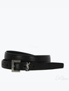 Women's Monogram Square Grain Leather Belt Black - SAINT LAURENT - BALAAN 2