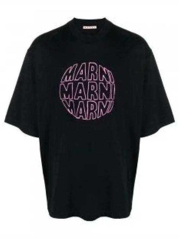 Circular Logo Short Sleeve T-Shirt Black - MARNI - BALAAN 2