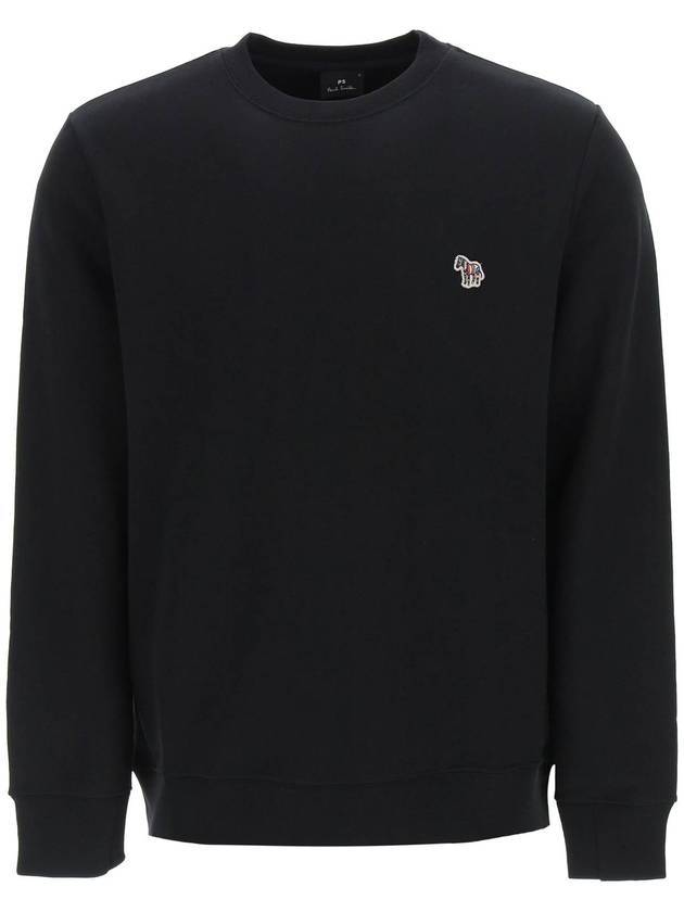 Zebra Patch Cotton Sweatshirt Black - PAUL SMITH - BALAAN 1