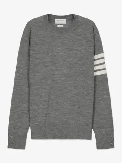 4 Bar Armband Classic Merino Wool Knit Top Light Grey - THOM BROWNE - BALAAN 2