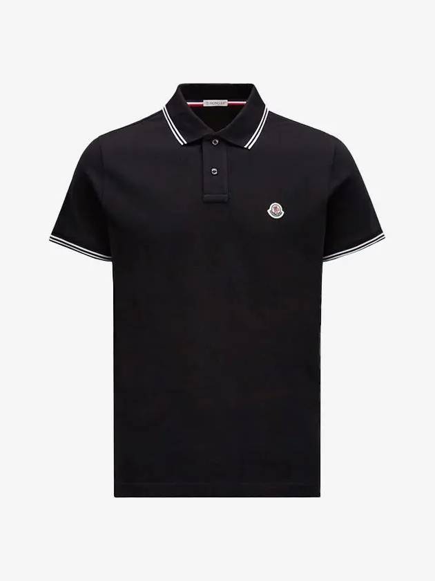 Logo Patch Cotton Polo Shirt Black - MONCLER - BALAAN 2