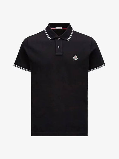 Logo Patch Cotton Polo Shirt Black - MONCLER - BALAAN 2