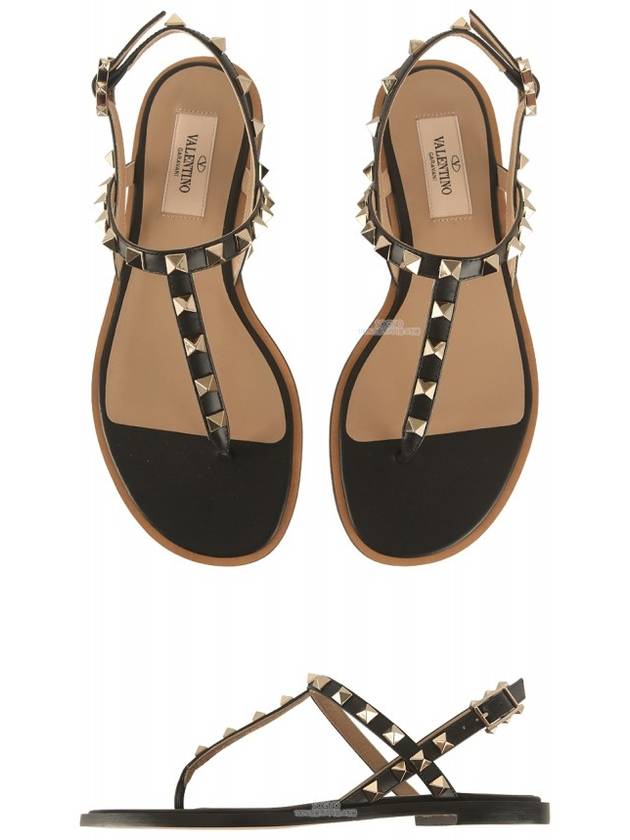 Rockstud Flat Sandals Black - VALENTINO - BALAAN 6