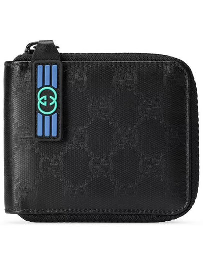 GG Crystal Zipper Canvas Card Wallet Black - GUCCI - BALAAN 2