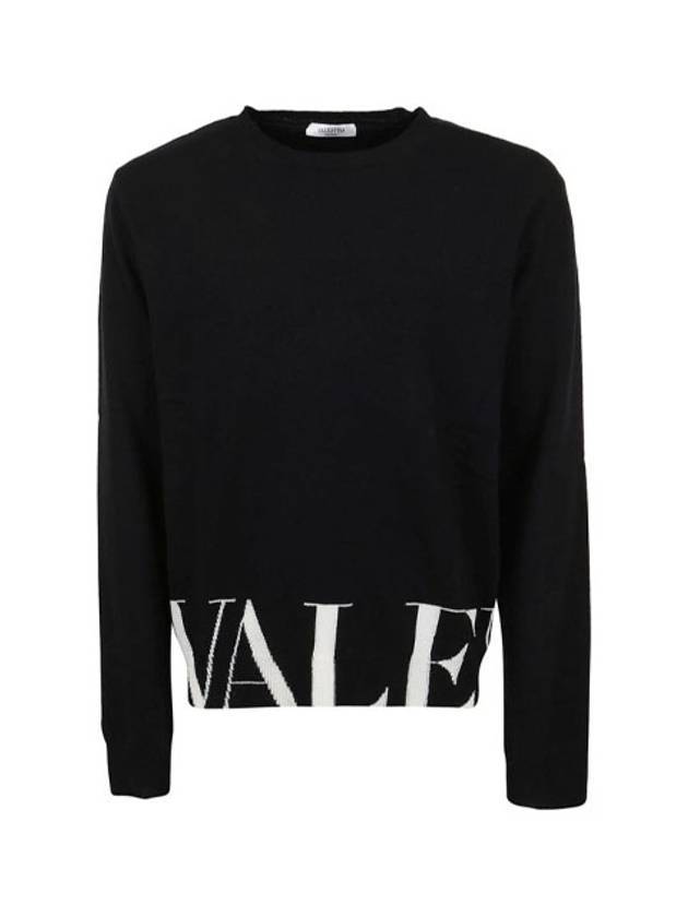 VLTN Logo Cashmere Knit Top Black - VALENTINO - BALAAN 1