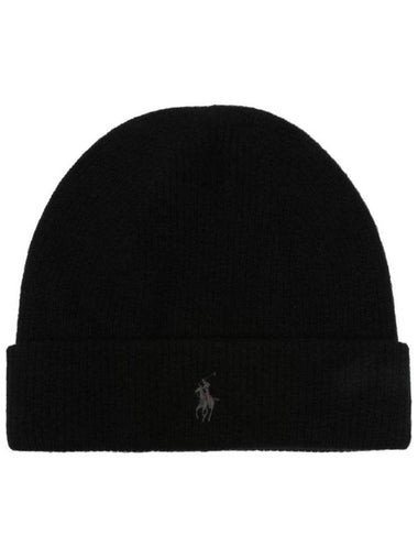 Pony Cashmere Beanie Black - POLO RALPH LAUREN - BALAAN 1