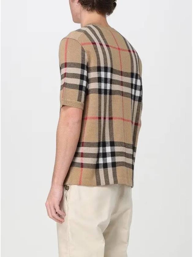 Men's Jacquard Check Pattern Silk Wool Knit Top Beige - BURBERRY - BALAAN 4