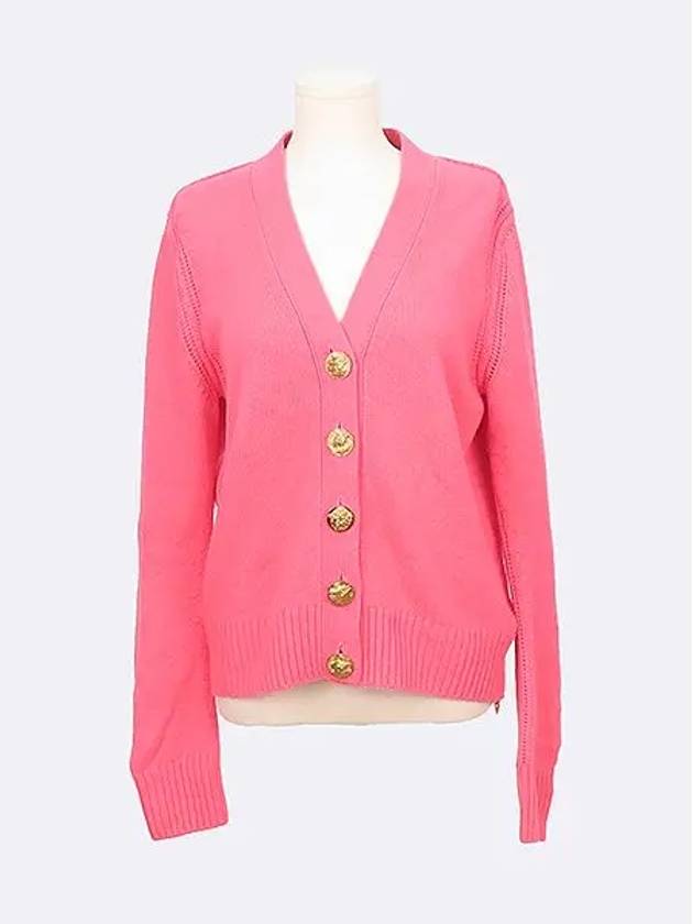 4067772 Cashmere 100 pink color gold button women s cardigan - BURBERRY - BALAAN 1