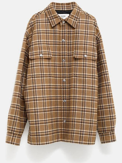 Check Overshirt Jacket Camel - CELINE - BALAAN 2