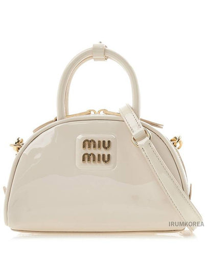 Patent Leather Top Handle Shoulder Bag White - MIU MIU - BALAAN 2