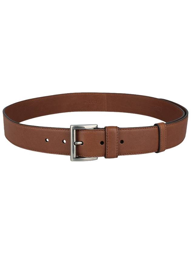 Square Metal Buckle Leather Belt Brown - PRADA - 9