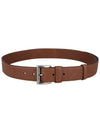 Square Metal Buckle Leather Belt Brown - PRADA - BALAAN 9