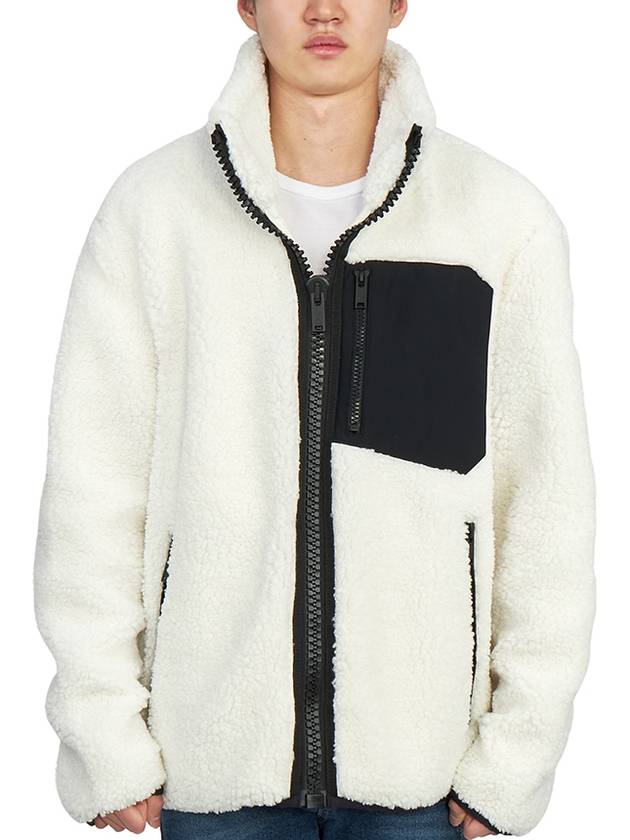 Men's Sagrek Shearling Fleece Zip-Up Jacket Ivory - MOOSE KNUCKLES - BALAAN 3