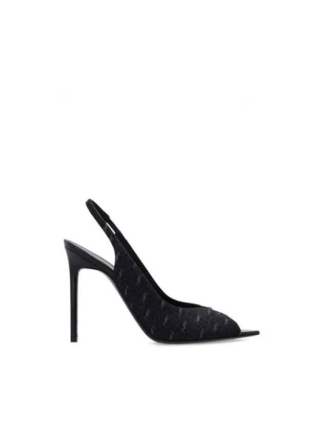 Monogram Jacquard Slingback Heel Black - SAINT LAURENT - BALAAN 2