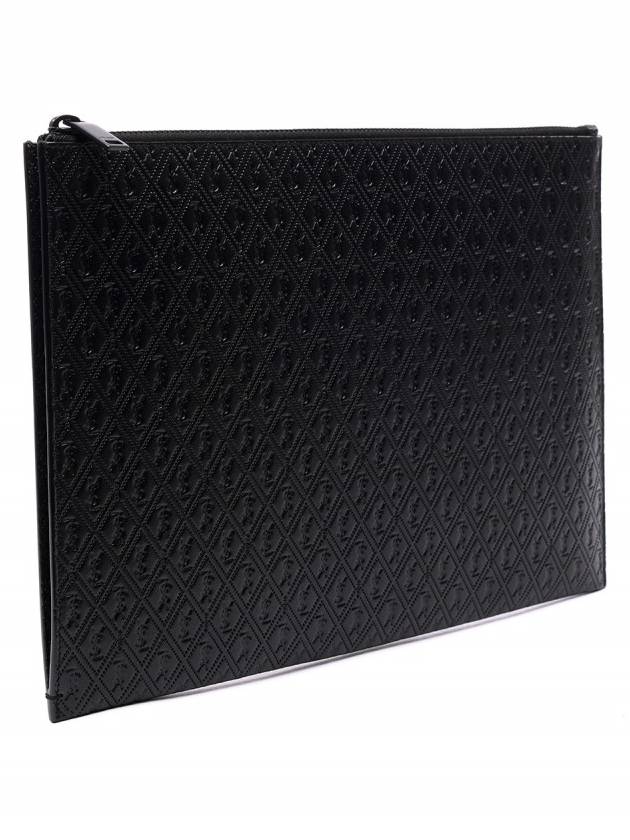 Monogram Pattern Leather Zipper Clutch Bag Black - SAINT LAURENT - BALAAN 5