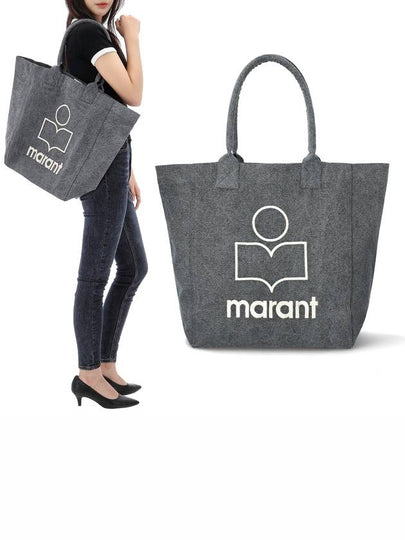 Yenky Logo Washed Cotton Tote Bag Grey - ISABEL MARANT - BALAAN 2