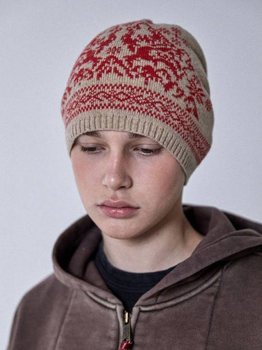 Nordic Jacquard Beanie Beige - OGARP - BALAAN 1