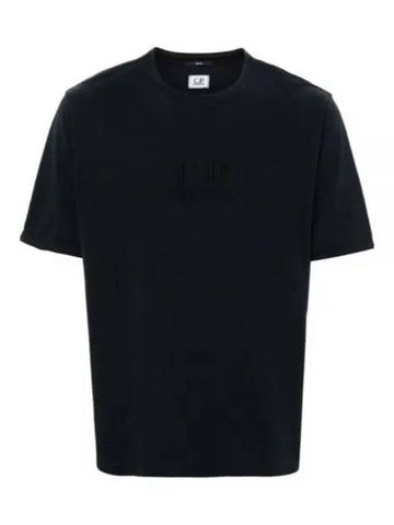 Tacting Piquet Logo Short Sleeve T-Shirt Black - CP COMPANY - BALAAN 1