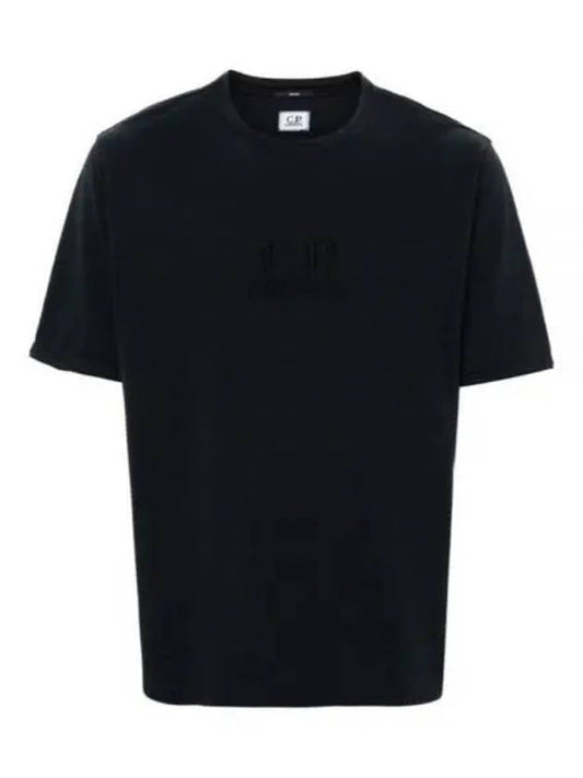 Tacting Piquet Logo Short Sleeve T-Shirt Black - CP COMPANY - BALAAN 2