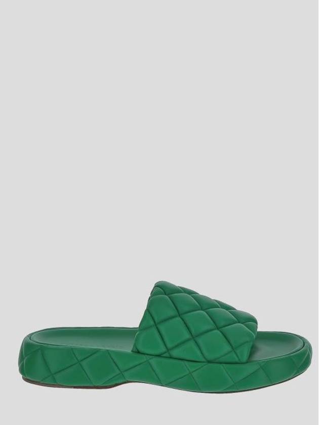 Quilted Leather Slippers Green - BOTTEGA VENETA - BALAAN 5