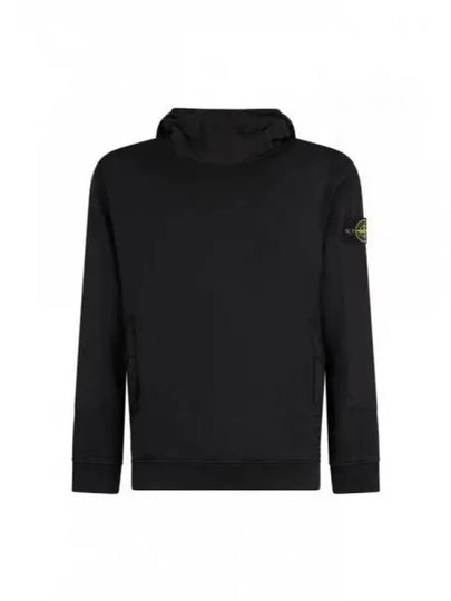 Garment Dyed Cotton Fleece Badge Hoodie Black - STONE ISLAND - BALAAN 2