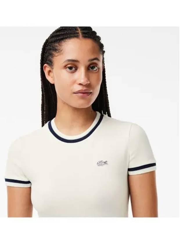 Women s Slim Fit Tipping Short Sleeve T Shirt White - LACOSTE - BALAAN 1