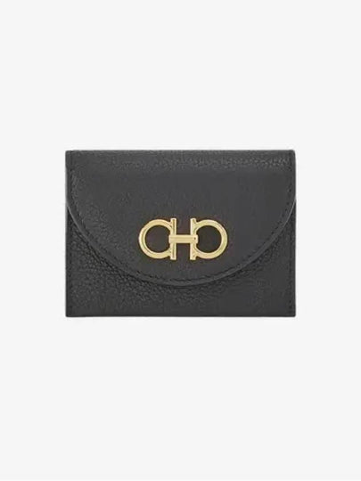 Gancini Compact Card Wallet Black - SALVATORE FERRAGAMO - BALAAN 2