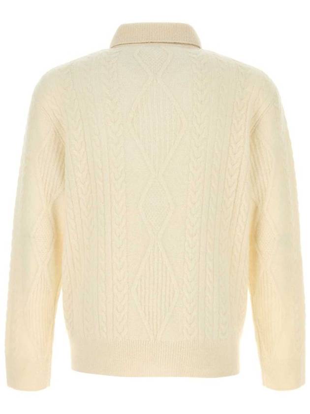 Aran Cable Polo Knit Top Snow - BURBERRY - BALAAN 3