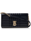 Women's Detachable Strap Quilted Leather Lola Cross Bag Black Light Gold - BURBERRY - BALAAN 2