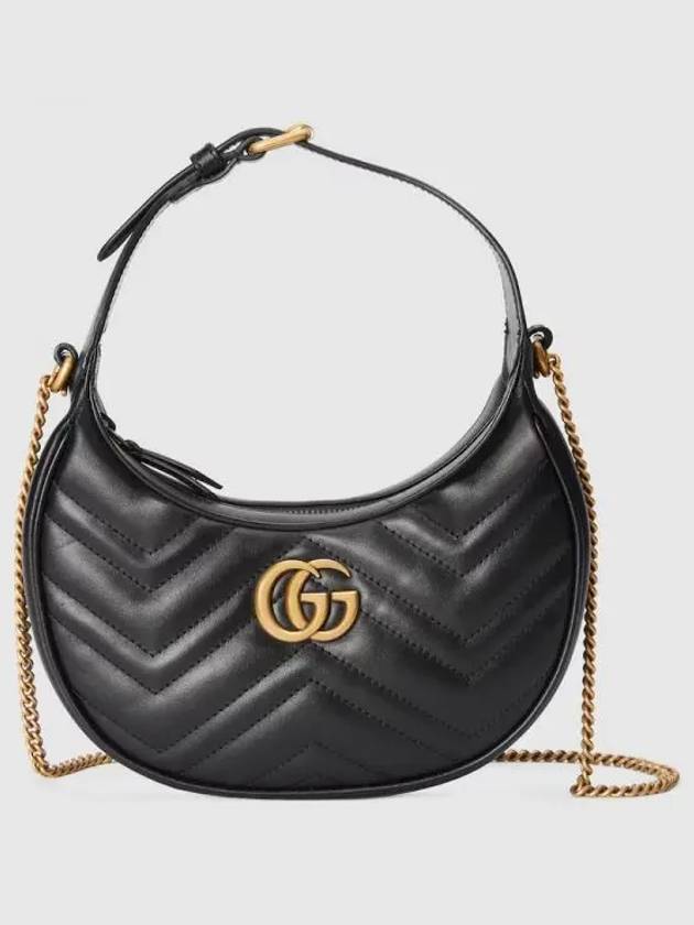 GG Marmont Half Moon Mini Bag Black - GUCCI - BALAAN 2