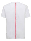 Men's Center Back Striped Short Sleeve T-Shirt White - THOM BROWNE - BALAAN 6