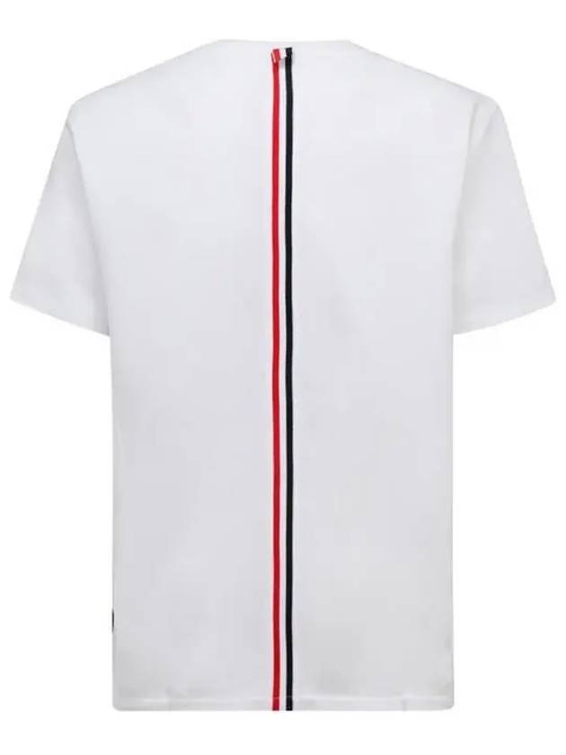 Men's Center Back Striped Short Sleeve T-Shirt White - THOM BROWNE - BALAAN 6