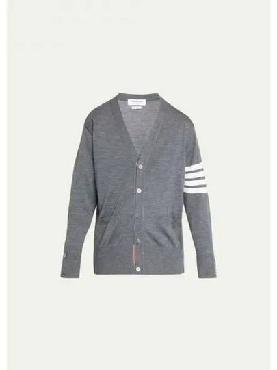 Men's Sustainable Classic Diagonal Wool Cardigan Pale Grey - THOM BROWNE - BALAAN 2