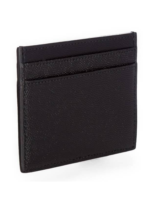 Embossed Leather Card Wallet Black - SAINT LAURENT - BALAAN 4