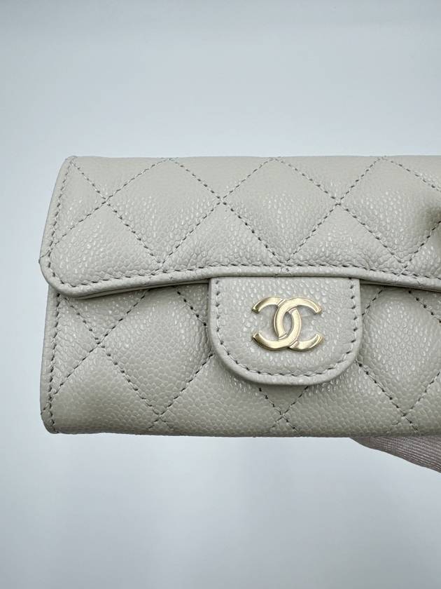 Classic snap card wallet light gray champagne gold AP0214 B10583 - CHANEL - BALAAN 6