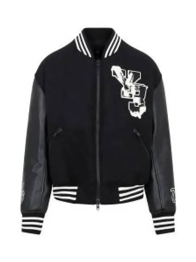 Letterman Striped Bomber Jacket Black - Y-3 - BALAAN 2