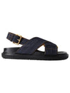 Fussbet Buckle Denim Sandals Navy - MARNI - BALAAN.