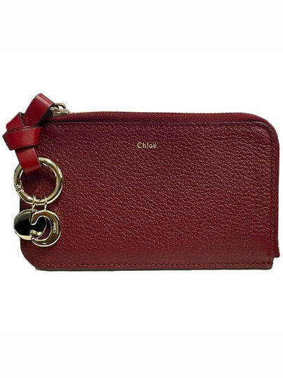 Alphabet Half Zipper Leather Card Wallet Red - CHLOE - BALAAN 2