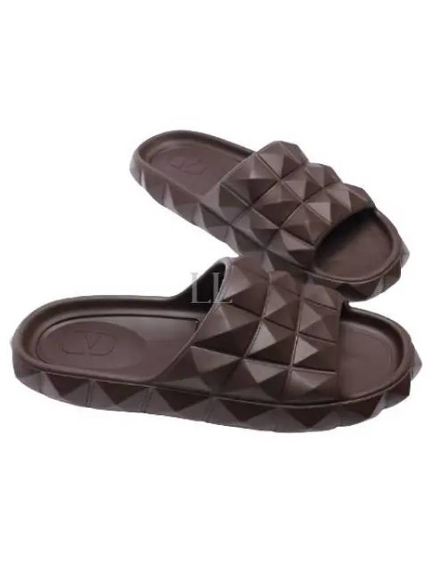 Roman Studded Turtle Slippers Brown - VALENTINO - BALAAN 2