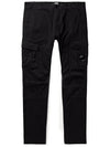 Stretch Sateen Ergonomic Lens Cargo Straight Pants Black - CP COMPANY - BALAAN 3