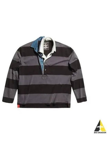 Y PROJECT Double collar rugby polo t shirt black gray PO28 J109 - Y/PROJECT - BALAAN 1