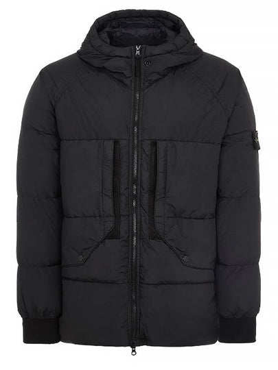 Garment Dyed Crinkle Reps Recycled Nylon Hoodie Padding Black - STONE ISLAND - BALAAN 2