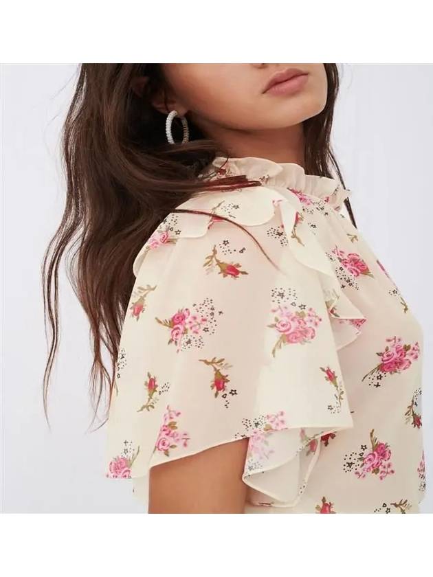 Floral Print Chiffon Blouse Pink Ecru - MAJE - BALAAN 5