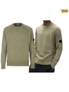 Men's Lens Wappen Crew Neck Sweatshirt Khaki - CP COMPANY - BALAAN 5