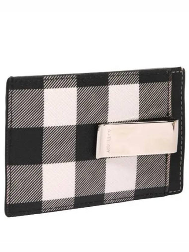 Checked leather money clip card wallet - BURBERRY - BALAAN 1